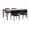 Armen Living Fineline And Doris Indoor Outdoor 5 Piece Dining Set In Dark Eucalyptus Wood With Superstone And Black Rope In Dark Brown 01