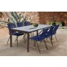 Armen Living Fineline And Clip Indoor Outdoor 7 Piece Dining Set In Dark Eucalyptus Wood With Superstone And Rope In Gray 03