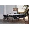 Armen Living Fineline And Doris Indoor Outdoor 7 Piece Dining Set In Dark Eucalyptus Wood With Superstone And Black Rope In Dark Brown | Fiber 10