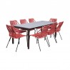 Armen Living Fineline And Clip Indoor Outdoor 9 Piece Dining Set In Dark Eucalyptus Wood With Superstone And Rope 7