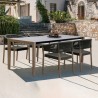 Armen Living Fineline And Doris Indoor Outdoor 5 Piece Dining Set In Light Eucalyptus Wood With Superstone With Charcoal Rope In Brown