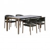 Armen Living Fineline And Doris Indoor Outdoor 5 Piece Dining Set In Light Eucalyptus Wood With Superstone With Charcoal Rope In Brown 1