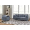Armen Living Heritage 2 Piece Blue/Grey Fabric Upholstered Sofa & Chair Set 019