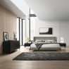 Armen Living Legend 4 Piece Gray Fabric King Or Queen Platform Bedroom Set with Dresser And Nightstands