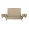 Armen Living Baly 3 Piece Acacia Platform Bed and Nightstands Bedroom Set