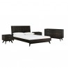 Armen Living Baly 4 Piece Brown Acacia Platform Bedroom Set with Dresser and Nightstands