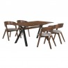 Armen Living Laredo and Jackie 5 Piece Walnut Rectangular Dining Set