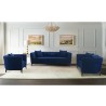 Armen Living Melange 3 Piece Blue/Gray Velvet Living Room Seating Set 1