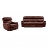 Armen Living Montague Dual Power Reclining 2 Piece Sofa And Recliner Set In Genuine Brown Leather 1