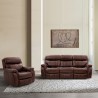 Armen Living Montague Dual Power Reclining 2 Piece Sofa And Recliner Set In Genuine Brown Leather 