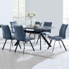 Armen Living Margot and Blue Rylee 7 Piece Modern Rectangular Dining Set