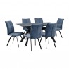 Armen Living Margot and Blue Rylee 7 Piece Modern Rectangular Dining Set