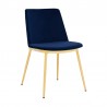 Armen Living Messina Velvet 7 Piece Rectangular Dining Set- Blue Chair Front