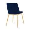 Armen Living Messina Velvet 7 Piece Rectangular Dining Set- Blue Chair