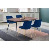 Armen Living Messina Velvet 5 Piece Rectangular Dining Set- Blue