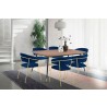 Armen Living Messina and Nara Velvet 7 Piece Rectangular Dining Set Blue