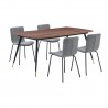 Armen Living Messina and Gillian Light Gray Fabric 5 Piece Rectangular Dining Set