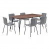 Armen Living Messina and Gillian Light Gray Fabric 7 Piece Rectangular Dining Set