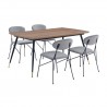 Armen Living Messina and Alice Gray Velvet  Piece Rectangular Dining Set
