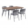 Armen Living Messina and Carlo Gray Velvet 5 Piece Rectangular Dining Set