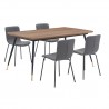 Armen Living Messina and Gillian Dark Gray Fabric 5 Piece Rectangular Dining Set