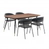 Armen Living Messina and Nara Gray Faux Leather Rectangular Dining Set- 5 Piece