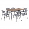 Armen Living Messina and Alice Gray Velvet 7 Piece Rectangular Dining Set