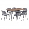 Armen Living Messina and Carlo Gray Velvet 7 Piece Rectangular Dining Set