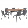Armen Living Messina and Gillian Dark Gray Fabric 7 Piece Rectangular Dining Set