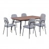Armen Living Messina and Lucy Gray Velvet 7 Piece Rectangular Dining Set