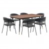 Armen Living Messina and Nara Gray Faux Leather Rectangular Dining Set- 7 Piece
