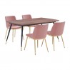 Armen Living Messina Velvet 5 Piece Rectangular Dining Set- Pink