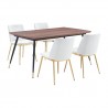 Armen Living Messina Velvet 5 Piece Rectangular Dining Set- White 