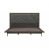  Marquis 3 Piece Queen Size Platform Bed Frame Bedroom Set in Oak Wood with Faux Leather Headboard 005