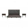  Marquis 3 Piece Queen Size Platform Bed Frame Bedroom Set in Oak Wood with Faux Leather Headboard 002