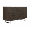 Armen Living Marquis 4 Piece Queen Size Platform Bed Frame Bedroom Set in Oak Wood With Faux Leather Headboard  007