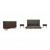 Armen Living Marquis 4 Piece King Size Platform Bed Frame Bedroom Set in Oak Wood With Faux Leather Headboard  001