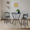 Armen Living Naomi and Bryant 3-Piece Counter Height Dining Set in Black Metal and Grey Faux Leather