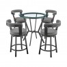 Armen Living Naomi and Bryant 5-Piece Counter Height Dining Set in Black Metal and Grey Faux Leather