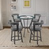 Armen Living Naomi and Bryant 5-Piece Counter Height Dining Set in Black Metal and Grey Faux Leather 