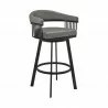 Armen Living Naomi and Chelsea 4-Piece Counter Height Dining Set In Black Metal and Grey Faux Leather  003 - Armen Living Naomi and Chelsea 4-Piece Counter Height Dining Set In Black Metal and Grey Faux Leather  003