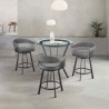 Armen Living Naomi and Chelsea 4-Piece Counter Height Dining Set In Black Metal and Grey Faux Leather  