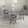 Armen Living Naomi and Chelsea 4-Piece Counter Height Dining Set In Black Metal and Grey Faux Leather   - Armen Living Naomi and Chelsea 4-Piece Counter Height Dining Set In Black Metal and Grey Faux Leather  