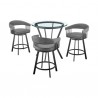 Armen Living Naomi and Chelsea 4-Piece Counter Height Dining Set In Black Metal and Grey Faux Leather  001