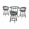 Armen Living Naomi and Chelsea 4-Piece Counter Height Dining Set In Black Metal and Grey Faux Leather  001 - Armen Living Naomi and Chelsea 4-Piece Counter Height Dining Set In Black Metal and Grey Faux Leather  001