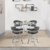 Armen Living Naomi and Chelsea 5-Piece Counter Height Dining Set in Brushed Stainless Steel and Grey Faux Leather Set