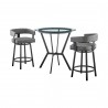 Armen Living Naomi & Lorin Counter Height Dining Set in Black Metal and Grey Faux Leather 002