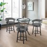 Armen Living Naomi and Lorin 4-Piece Counter Height Dining Set in Black Metal and Grey Faux Leather