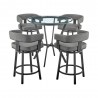Armen Living Naomi and Lorin 5-Piece Counter Height Dining Set in Black Metal and Grey Faux Leather 