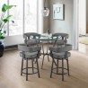 Armen Living Naomi and Lorin 5-Piece Counter Height Dining Set in Black Metal and Grey Faux Leather Set